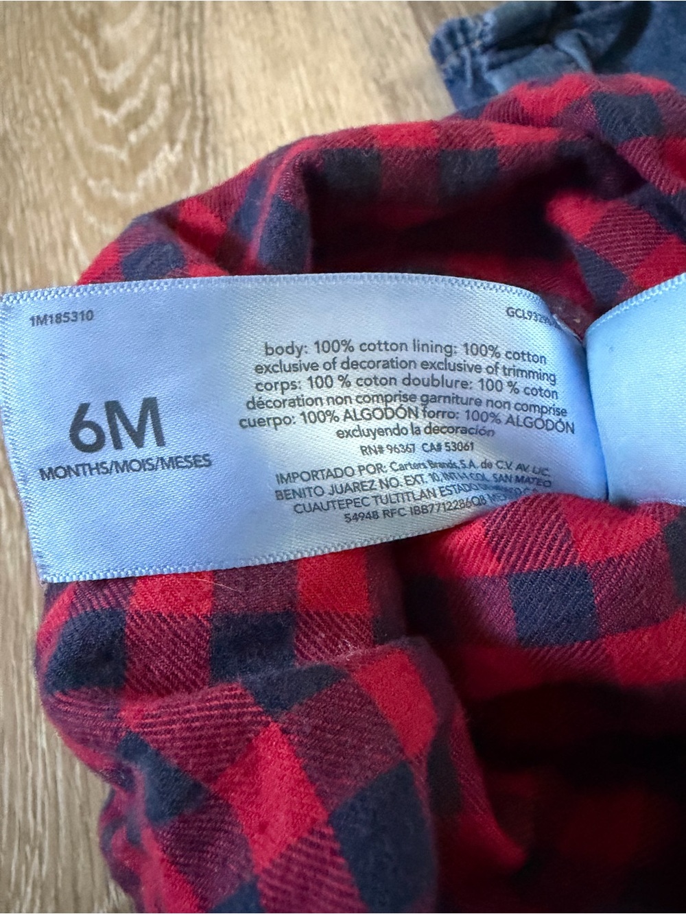 OshKosh B'gosh Baby Buffalo Check Denim Overalls - Picture 7 of 8